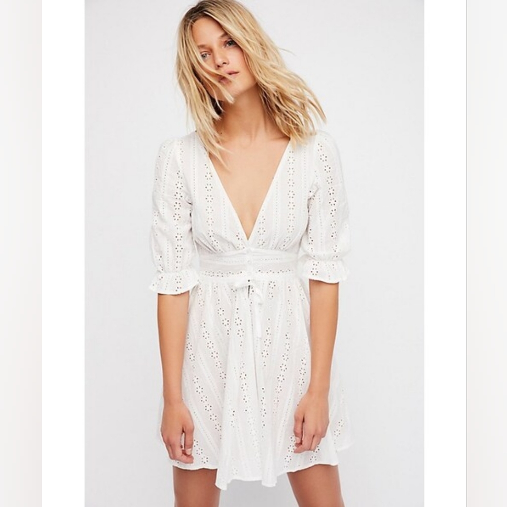 For Love And Lemons White Eyelet Dress Medium - Picture 3 of 12